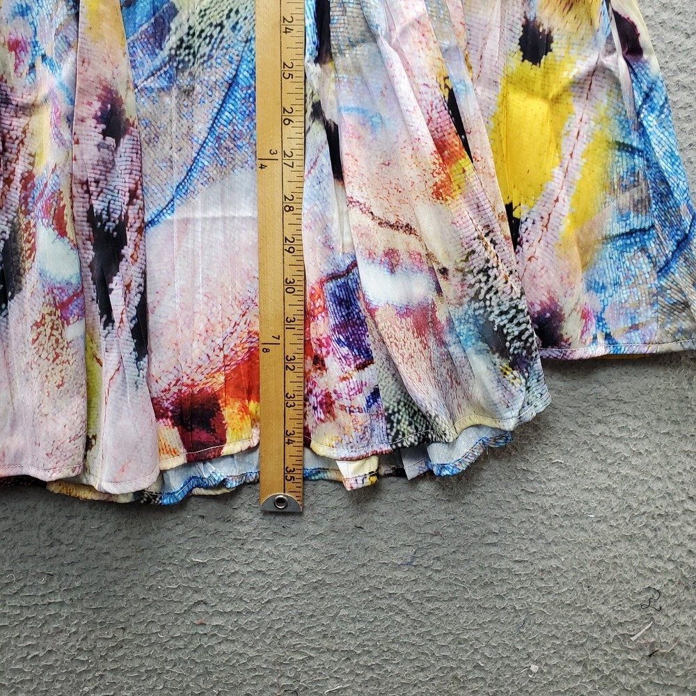 Anthropologie Maxi Skirt Women's 6 Multi Watercolor Art Lined Swing Hem Side Zip - Picture 3 of 9